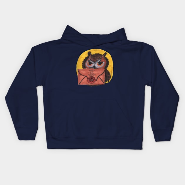 Owl with Letter Kids Hoodie by Mila-Ola_Art